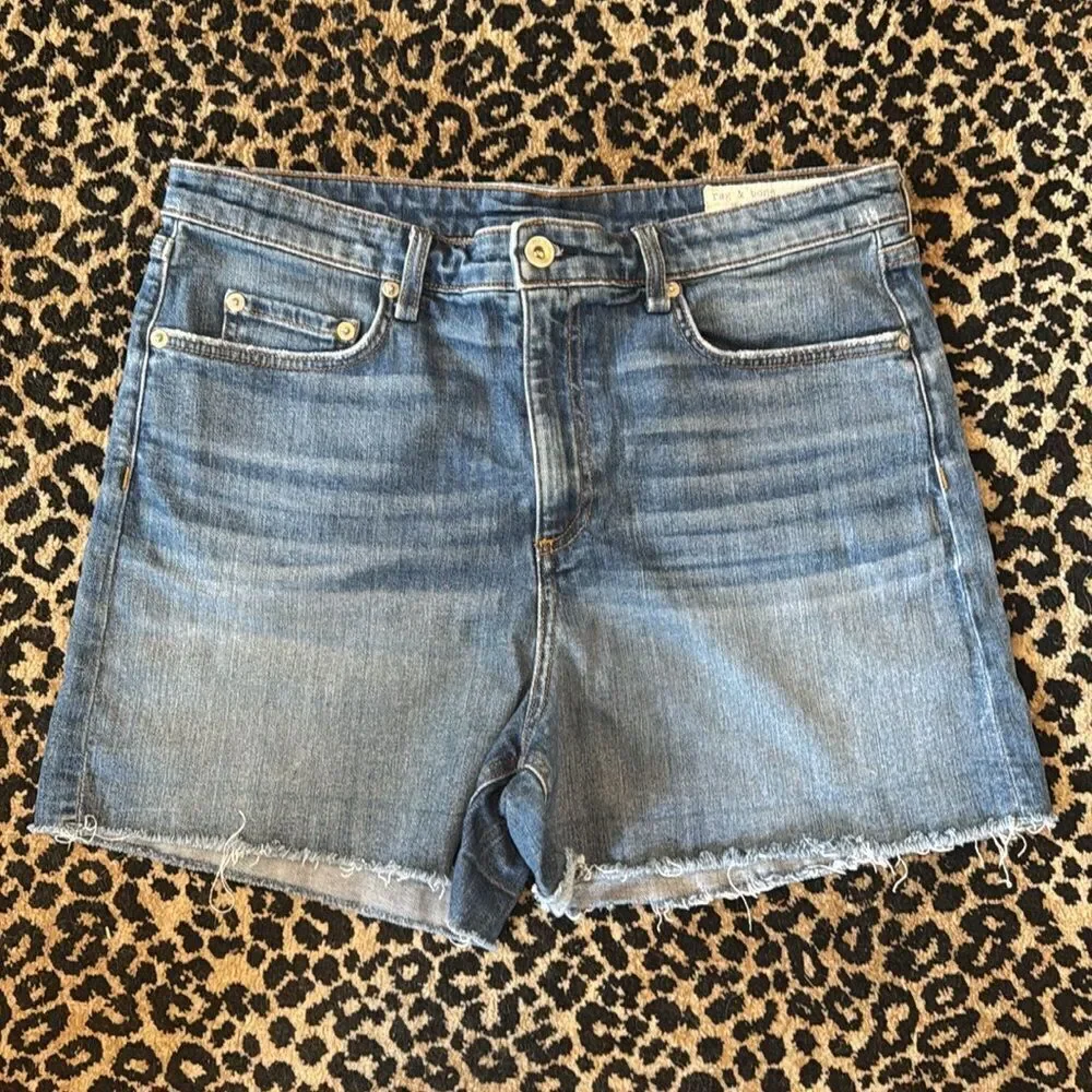 Rag & Bone Blue Jean Shorts with Cuffed Hem size 32 (10-12)
